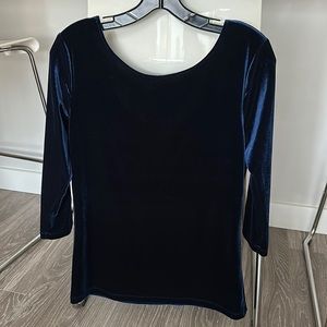 Joe Fresh Midnight Blue Velvet 3/4 Sleeve Top